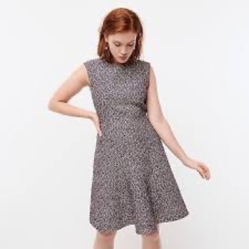 J. Crew Navy “A-Line Dress in Confetti Tweed”